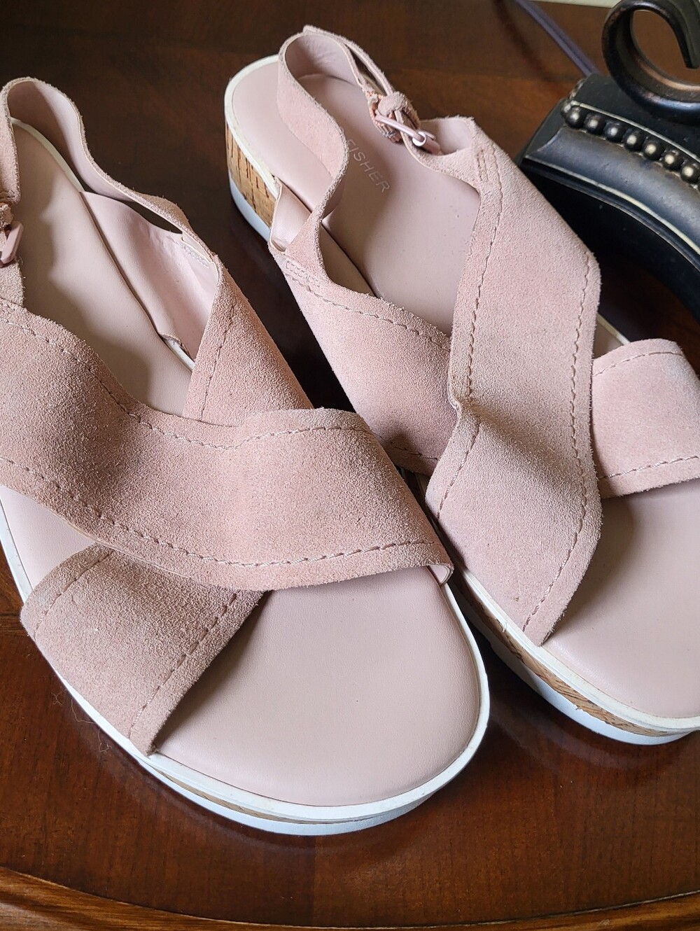 Marc Fisher Women's  Suede Cross-Strap Platform Sandals